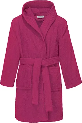 REDBEST Kinder-Kapuzenbademantel 100% Baumwolle Frottier in pink von REDBEST