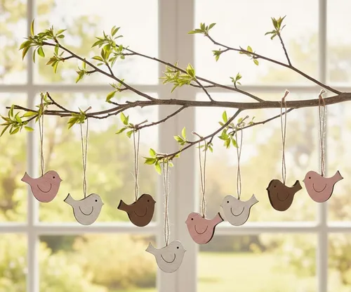 LB H&F Lilienburg Dekohänger 9er SET Anhänger Vögel Frühling Frühlingsdeko Deko Vogel Dekoration (Fensteranhänger Anhänger Hänger Geschenk Idee basteln selber machen dekorieren kaufen Mitbringsel Muttertag Herbst Herbstdeko Sommer Dekoast Zweig Astbündel, Frühlingshänger Frühlingsanhänger Osterstrauß Osterstrauch), Ostern Osterdeko Fensterhänger Dekohänger Holz Holzanhänger, Osterhänger Osteranhänger rosa weiß braun Dekoaufhänger Holzaufhänger), Hängedekoration zum Hängen aufhängen natürlich BILLI