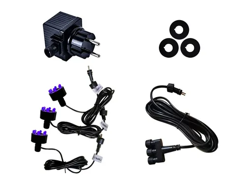 Köhko komplette Quellsteinbeleuchtung für Springbrunnen inkl. 3xLED-Ring - Brunnenzubehör & Kaskadenzubehör mit einfacher Installation, langlebigen und stromsparenden LED-Ringen für eine beeindruckende Lichtinszenierung im Garten.