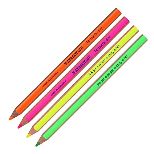 STAEDTLER Textsurfer Dry Highlighter Pencil 128 64 Zeichnung zum Schreiben Skizzieren Inkjet, Papier, Kopie, Fax (6 Stück) (Farbmix-4 Bleistifte)