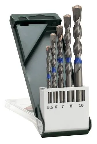 Bosch Betonbohrer-Set, 5 tlg (Ø 5,5-10 mm) - Bohrersets für harte Materialien, ideal für präzise Bohrlöcher in Beton und Stein. Hochleistungsbohrer mit langer Lebensdauer und hammerfester Bohrspitze.