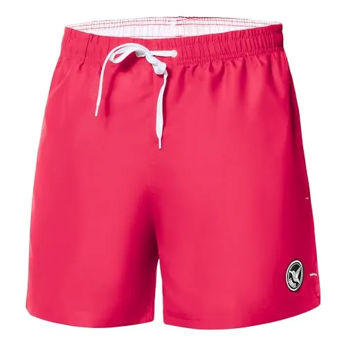 Ladeheid Badehose Herren Bequeme Badeshorts Kurz mit Seitentaschen und Schnürchen, Badeshorts Herren mit Netzfütterung, Perfekt für Sommer, Strand und Schwimmbad – LA40-198 (Rosa, 5XL)