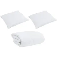 vidaXL Bettdecke Set mit Kissen 240 x 200 cm - Winter-Bettdecken-Set mit 1 Bettdecke und 2 Kissen, aus atmungsaktiver Baumwolle und Daunen für ultimativen Komfort und Wärme. Ideal für kalte Nächte und maschinenwaschbar für einfache Pflege.
