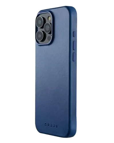 Mujjo Lederhülle für Apple iPhone 16 Pro Max - Monaco Blau - Luxuriöse Lederhülle mit magnetischer Funktion für kabelloses Laden, idealer Schutz gegen Kratzer und Stöße. Perfekt für Apple iPhone 16 Pro Max.