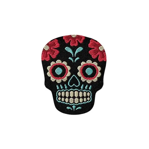 Bügelbild Applikation Aufnäher Patch Biker Skull Totenkopf sw/pink 3,6 x 3,0 cm