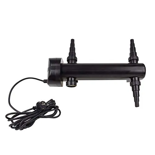DEMA Teichklärer UV-C 36W - UV-Sterilisatoren für Teiche bis 18m³, sorgt für klares Wasser und gesunde Fische, einfache Installation mit Schlauchtüllen und IP44 Schutz.