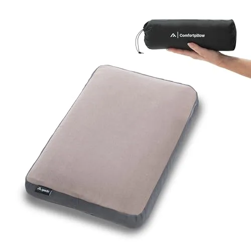 qeedo Comfortpillow Reisekissen - Zelte: Kompaktes Reisekissen aus Memory Foam, ideal für Reisen mit geringem Packmaß und waschbarem Bezug für einfache Pflege.