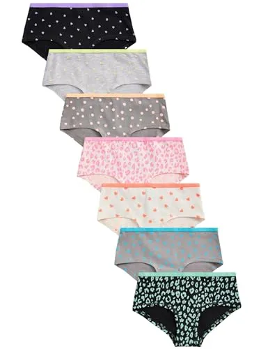 NEXT Mädchen 7er-Pack Slips, Hipster Grey/White/Black Bright Prints 98-104