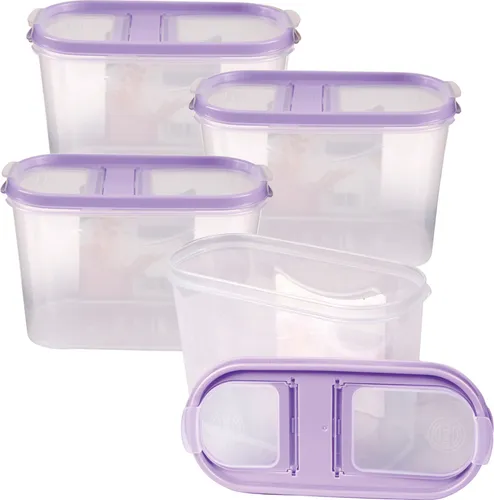 Vorratsdosen mit Deckel 1,4 Liter ( 4er Pack / Lila ), Luftdicht Schüttdose BPA frei, Vorratsbehälter Set - Frischhaltedosen Klappdeckel