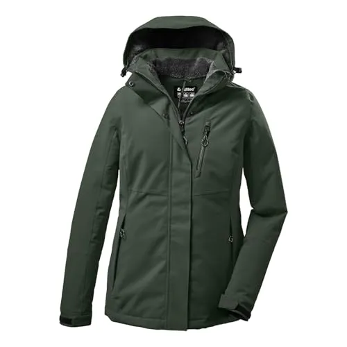 KILLTEC Damen Funktionsjacke KOW 140 WMN JCKT - Wasser- und winddichte Damen Funktionsjacke mit 10.000 mm Wassersäule, atmungsaktiv und ideal für Outdoor-Aktivitäten. Kuschelige Teddy-Fleece-Fütterung in Kapuze und Kragen sorgt für zusätzlichen Komfort.