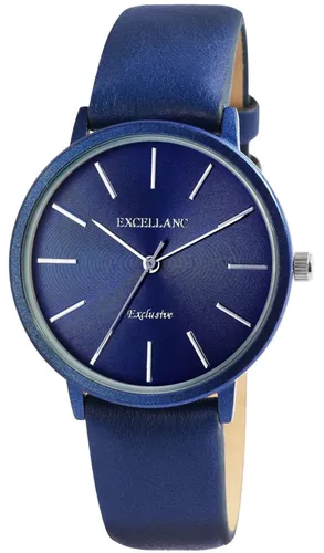 Excellanc Quarzuhr 1900260 Damenarmbanduhr - Stylische Armbanduhr mit hochwertigem Quarzwerk, rundem Gehäuse und modischem Lederimitationsarmband in Blau, perfekt für jeden Anlass.