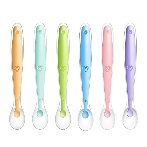 PandaEar Silikon-Löffel für Babys, Kinder, 6 Stück, mit weichen Silikonspitzen für die Ernährung und Entwöhnung des Babys, BPA-frei, 6 Monate
