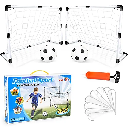 2er Set Kinder Fußballtore mit Fußball,Tore und Pumpe Fussball Interaktiv Minitore Spielzeug Sportspaß für Garten Indoor