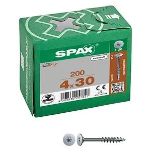 SPAX Möbelverbindungsschrauben T20 Flachrückwandkopf 4 mm x 30 mm, 200 St.