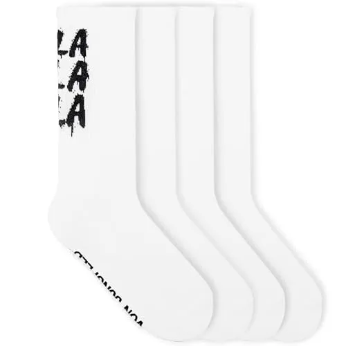 von Jungfeld Tennissocken für Damen & Herren in Gr. 35-46 - Sportsocken (Crew Socks) aus Bio-Baumwolle (DE/NL/SE/PL, Numerisch, 41, 46, Regular, Regular, Blablabla - Pure White (2er Pack))