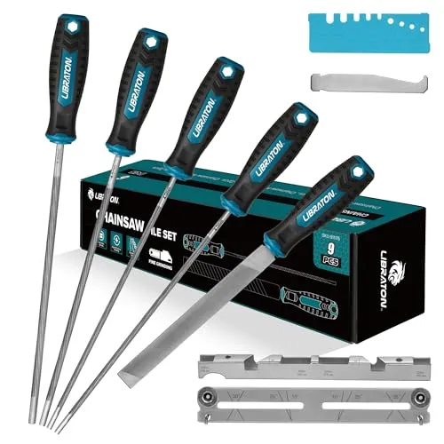 LIBRATON Kettensägenfeile 4,0 4,8 5,5mm Flachfeile Tiefenmesser Schärfset Beutel