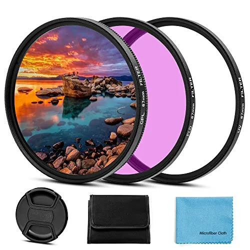 Fotover 67 mm Universal UV CPL FLD Filter-Set UV-Schutz Filter Zirkular Polarisationsfilter Kit mit Mittelklemmung Objektivdeckel für Canon Nikon Sony Pentax Olympus Fuji Kamera
