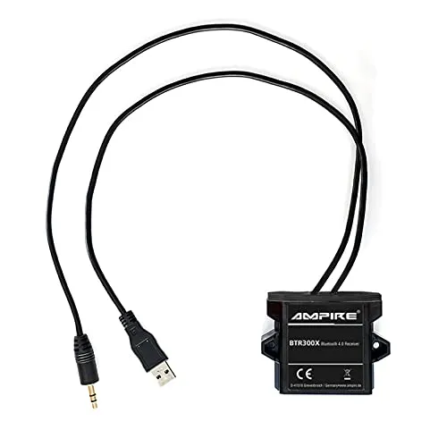 AMPIRE BTR301-HD universal Bluetooth-Adapter zum Musikstreaming mit Auto-Remote (3,5mm Klinke + USB, aptX), wasserdicht perfekt für Kfz/Auto/Home Hi-Fi/Boot/Marine