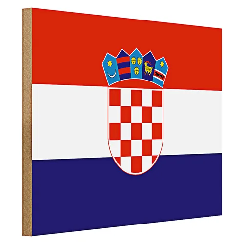 Holzschild Flagge Kroatien 40x30cm Flag of Croatia