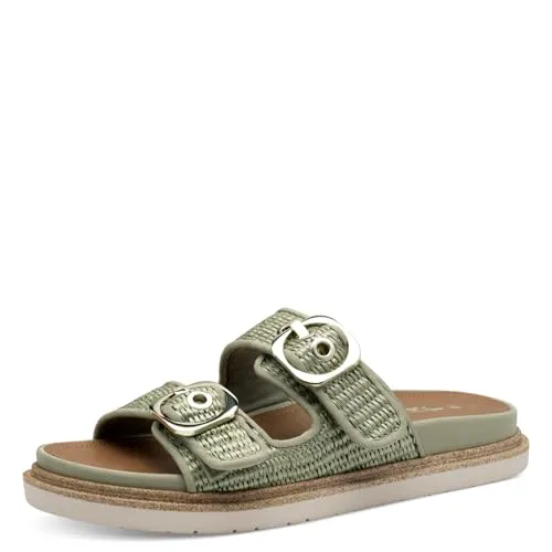 Tamaris Pantolette mit Plateau und verstellbaren Schnallen in grün von Tamaris