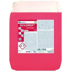 Dreiturm Goldreif 10 L - fünffach Konzentrat für Sanitärbereich - Reinigungsmittel auf Zitronensäurebasis, entfernt effektiv Seifenränder, Kalk und Urinstein. Ideal für alle säurebeständigen Materialien, geprüft nach Richtlinien der Säurefliesner-Vereinigung.