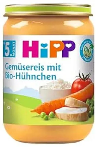 HiPP Gemüsereis mit Bio-Hühnchen, 6er Pack (6 x 190 g)
