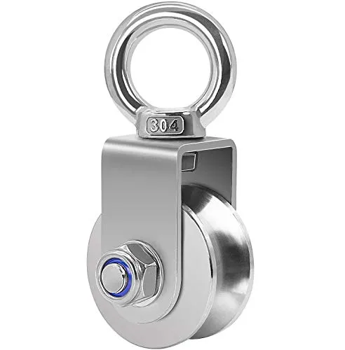 48MM Umlenkrolle mit 2 Kugellager, 48mm Umlenkrolle Stahlseil, Seilrolle Fitness Edelstahl, U-Typ Flaschenzug für Seile, Tragkraft 500kg