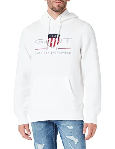 Hoodie GANT REG ARCHIVE SHIELD HOODIE - Herren-Sweatshirt in eggshell mit modischer Logostickerei. Weicher Sweatstoff sorgt für hohen Tragekomfort und Bewegungsfreiheit.