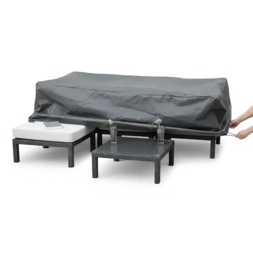 Mucola Gartenmöbel-Schutzhülle 197x122x62 CM - Robuste Abdeckplane für Gartenmöbel aus hochwertigem Polyethylengewebe, schützt zuverlässig vor Witterungseinflüssen. Ideal für Rattan Ecksafen.