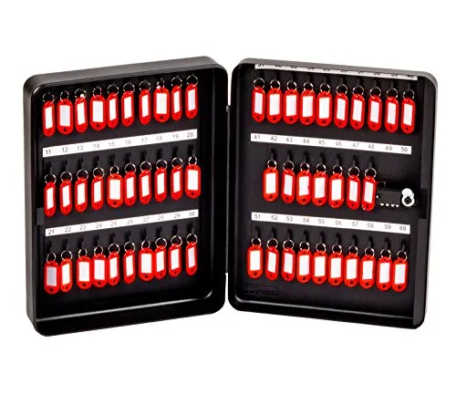 ProfiOffice OfficeForce® Schlüsselkasten mit Zahlencode, Modell Tresor Schlüsselschrank für 60 Schlüssel, Wandmontage, schwarz (20090)