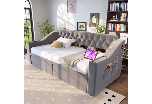 Odikalo Schlafsofa Schlafcouch 90x190 mit USB & Lattenrost von Odikalo