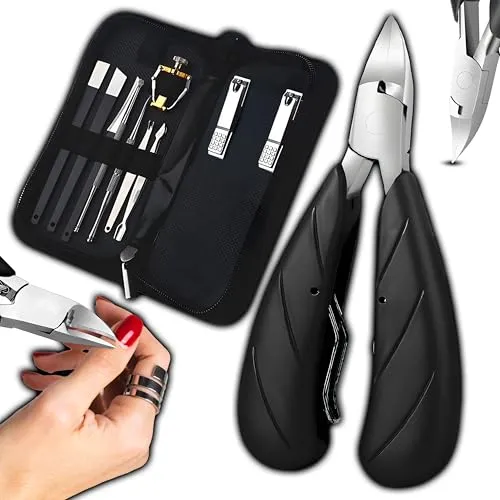 Retoo Maniküre Set 11 Teiliges Nagelknipser Nagelpflegeset Pediküre Nagelset für Damen und Herren Edelstahl Leder Etui Tragbarer Zubehörset Pflege Werkzeuge Nagelhautknipser Handlich Schwarz