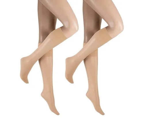 Hudson Feinkniestrümpfe Simply 20 To Go 2-Pack (2-Paar) Kniestrümpfe im Doppelpack aus 100% Polyamid