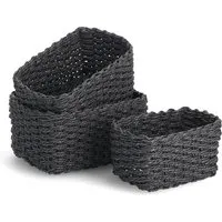 Zeller Present Aufbewahrungskorb Set (3 St), stapelbar - Dekokörbe in drei praktischen Größen, ideal zum Verstauen von Kleinigkeiten. Robust und mit natürlichem Papiergeflecht für einen stilvollen Look im Büro oder Zuhause.