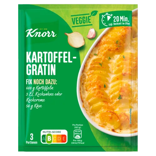 Knorr Fix Kartoffel-Gratin für einen leckeren Auflauf mit natürlichen Zutaten 3 Portionen
