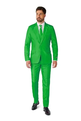Suitmeister Einfarbiger Herrenanzug - Grünes Partykostüm für Karneval und Halloween - Kostüm-Outfits für Erwachsene: Stylischer und hochwertiger Anzug in grün, perfekt für jede Party. Mit modernem Schnitt und verstellbarem Bund für optimalen Tragekomfort.