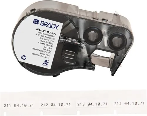 Produktbild Brady Corporation M4-135-427-AW selbstlaminierendes Vinyl Weiss permanent 240 E (170748)
