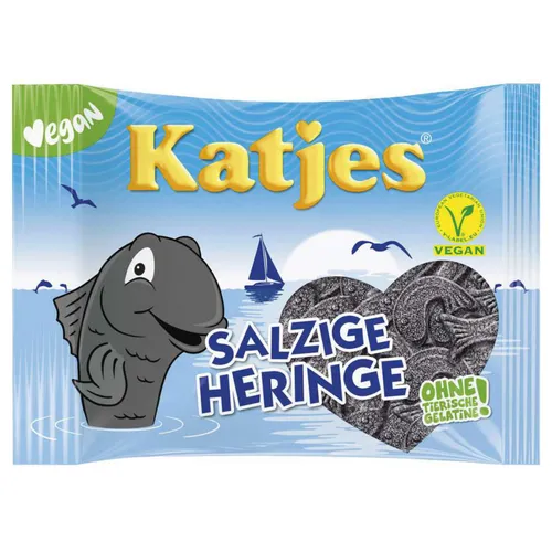 Katjes Salzige Heringe gezuckerte mit Salmiaksalz Vegan 175g