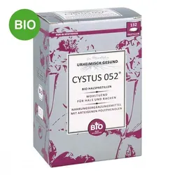 Cystus 052 Bio Halspastillen 132 ST - Arzneimittel zur Unterstützung des Immunsystems, mit natürlichen Inhaltsstoffen für eine wohltuende Wirkung bei Halsschmerzen.