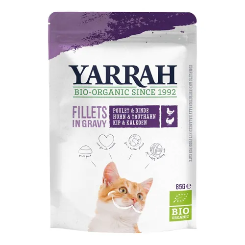 Cat Food Fillets in Gravy Nassfutter - Huhn & Pute Pouch 85g | YARRAH