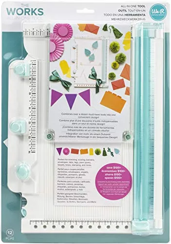 We R Memory Keepers The Works All-In-One Tool, 12-teiliges Werkzeug zum Basteln mit Papier, Scrapbooking, Karten gestalten, Briefumschläge Falten, Stempeln, Schleife Binden und mehr