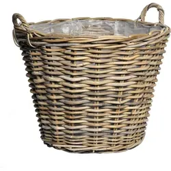 Rattan Pflanzkorb natur mit Henkeln – 42 cm in beige von Spetebo
