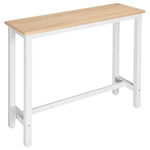 WOLTU 1x Bartisch Bistrotisch Stehtisch Esstisch, Metallgestell, Tischplatte aus MDF, Helle Eiche, 120x100x40cm(BxHxT)