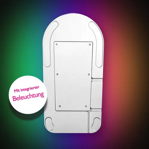 Kenny Professional 3 in 1 Profi-Gleitbrett 'Raumgleiter' mit Beleuchtung - Silber - Küchengeräte-Zubehör mit Gleitfunktion zum Schutz der Cooking Chef XL, integriertem Kabelstaufach und Ambiente-Beleuchtung für stilvolle Akzente in deiner Küche.