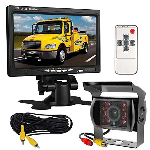 V-24 V 17,8 cm Auto TFT LCD-Bildschirm HD Monitor + Bus LKW-Anhänger 18LEDs IR-Nachtsicht wasserdicht Rückfahrkamera Backup Kamera mit 10 m Video-Kabel 12