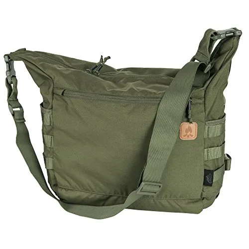 Helikon-Tex BUSHCRAFT Satchel Bag - Robuste Cordura® Tasche in Olive Grün - Rucksack-Zusatztaschen mit 17 Litern Kapazität, wasserabweisend und ideal für Outdoor-Aktivitäten. Ausgestattet mit MOLLE-System und verstellbarem Gurt für optimalen Tragekomfort.