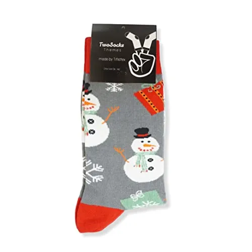 TwoSocks Schneemann Figur Weihnachtssocken Damen und für Herren Weihnachtssocken Unisex One Size (Schneemann)