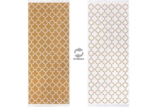 Jimri Teppich Kelim, Läufer, Wohnzimmer Teppich Flur Läufer in gold von Jimri