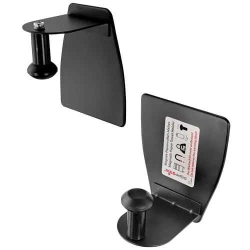 Poppstar Papierrollenhalter magnetisch, 2 teilig, stark, Material: Stahl, Haltekraft bis 2kg Farbe: schwarz