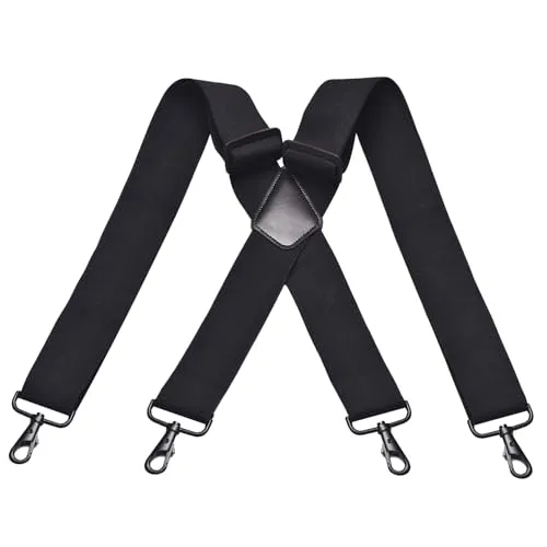 DonDon Hosenträger Herren extra stark - Hosenträger schwarz für Arbeitshosen und Anzug mit starken Clips lang schmal oder Riemen für Herren breit in Y-Form oder X-Form